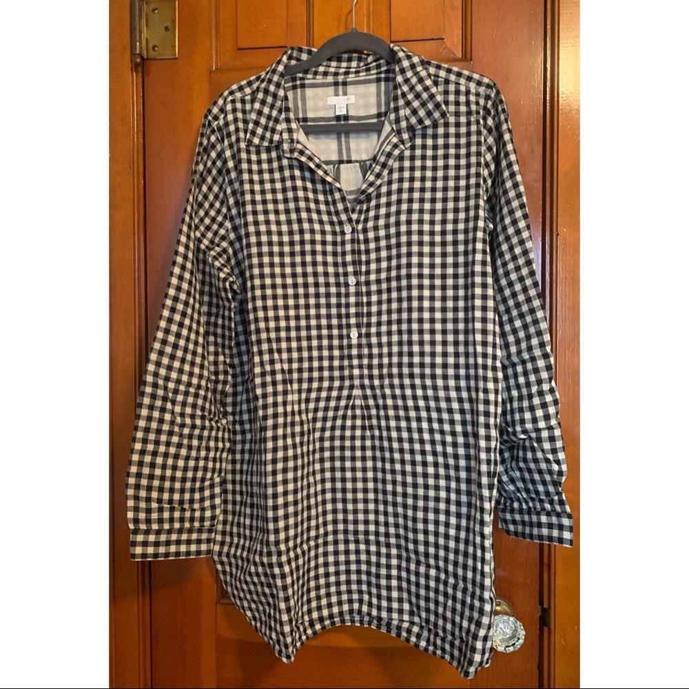 J.Jill White & Black Plaid Tunic